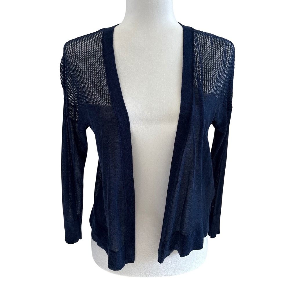 NEW Apt. 9 Navy Blue Cardigan Lightweight Knit Sweater Size M Ramie Cottagecore